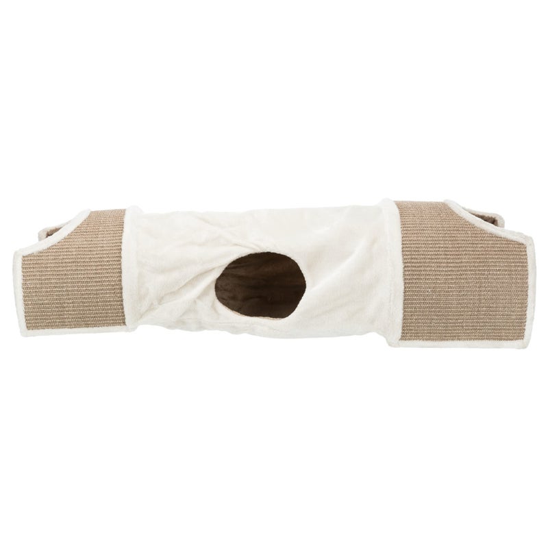 TRIXIE Cuddly Condos and Tunnel for Cats - Indoor Cat Furniture with Play Condos, Hideaway Tunnel, Dangling Cat Toys - Sisal Scratching Surface - Collapsible Design for Easy Storage, Cream - Image 1